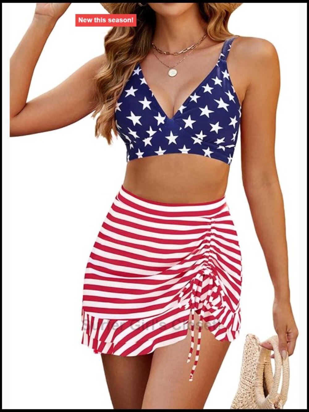 Women's Retro Bikini Set High Waisted Tummy Control Swim Skirt Two Piece